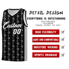 Black White Star Graffiti Sports Uniform Basketball Jersey 2