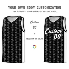 Black White Star Graffiti Sports Uniform Basketball Jersey 3