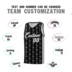 Black White Star Graffiti Sports Uniform Basketball Jersey 4