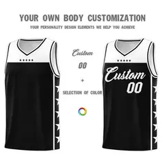 Black White Star Pattern Team Basketball Jersey 3