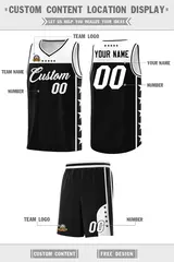 Black White Star Pattern Team Basketball Jersey 5