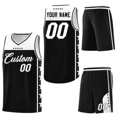 Black White Star Pattern Team Basketball Jersey 6