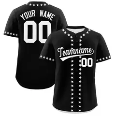 Black White Star Ribbing Authentic Baseball Jersey