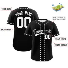 Black White Star Ribbing Authentic Baseball Jersey 2