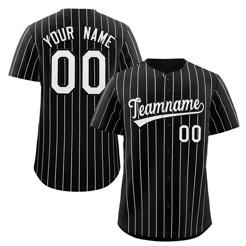 Black White Stripe Authentic Fashion Baseball Jersey