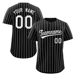Black White Stripe Authentic Fashion Baseball Jersey