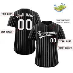 Black White Stripe Authentic Fashion Baseball Jersey 2