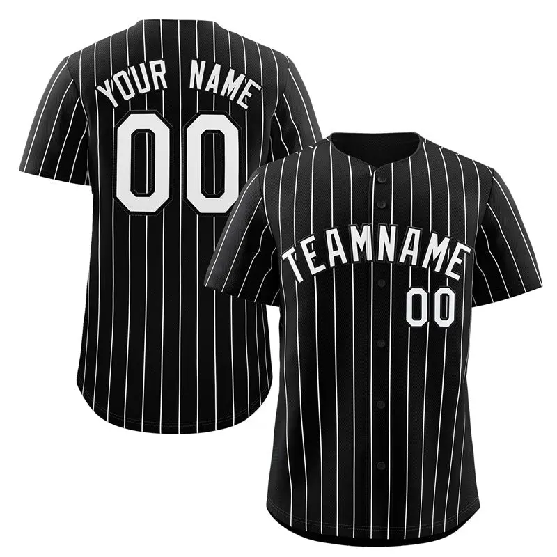 Black White Stripe Authentic Fashion Baseball Jersey