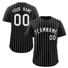 Black White Stripe Authentic Fashion Baseball Jersey