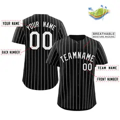 Black White Stripe Authentic Fashion Baseball Jersey 2