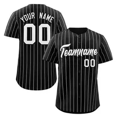 Black White Stripe Authentic Fashion Baseball Jersey 1