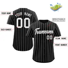Black White Stripe Authentic Fashion Baseball Jersey 2