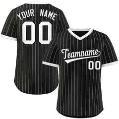 Black White Stripe Authentic Pullover Baseball Jersey