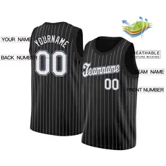 Black White Stripe Fashion Breathable Basketball Jersey 2