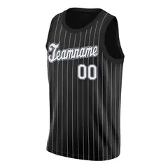 Black White Stripe Fashion Breathable Basketball Jersey 3