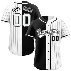 Black White Stripe-Solid Combo Authentic Baseball Jersey