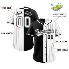 Black White Stripe-Solid Combo Authentic Baseball Jersey 2