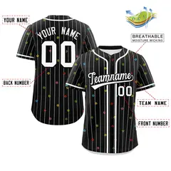 Black White Stripe Star Pattern Baseball Jersey 2