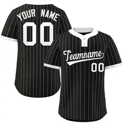 Black White Stripe Two-Button Softball Jersey 1