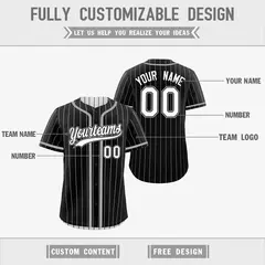 Black White Striped Reversible Baseball Jersey 3