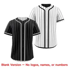 Black White Striped Reversible Baseball Jersey 9