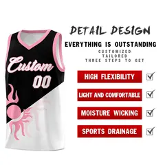 Black White Sunburst Two Tone Athletic Basketball Jersey 3