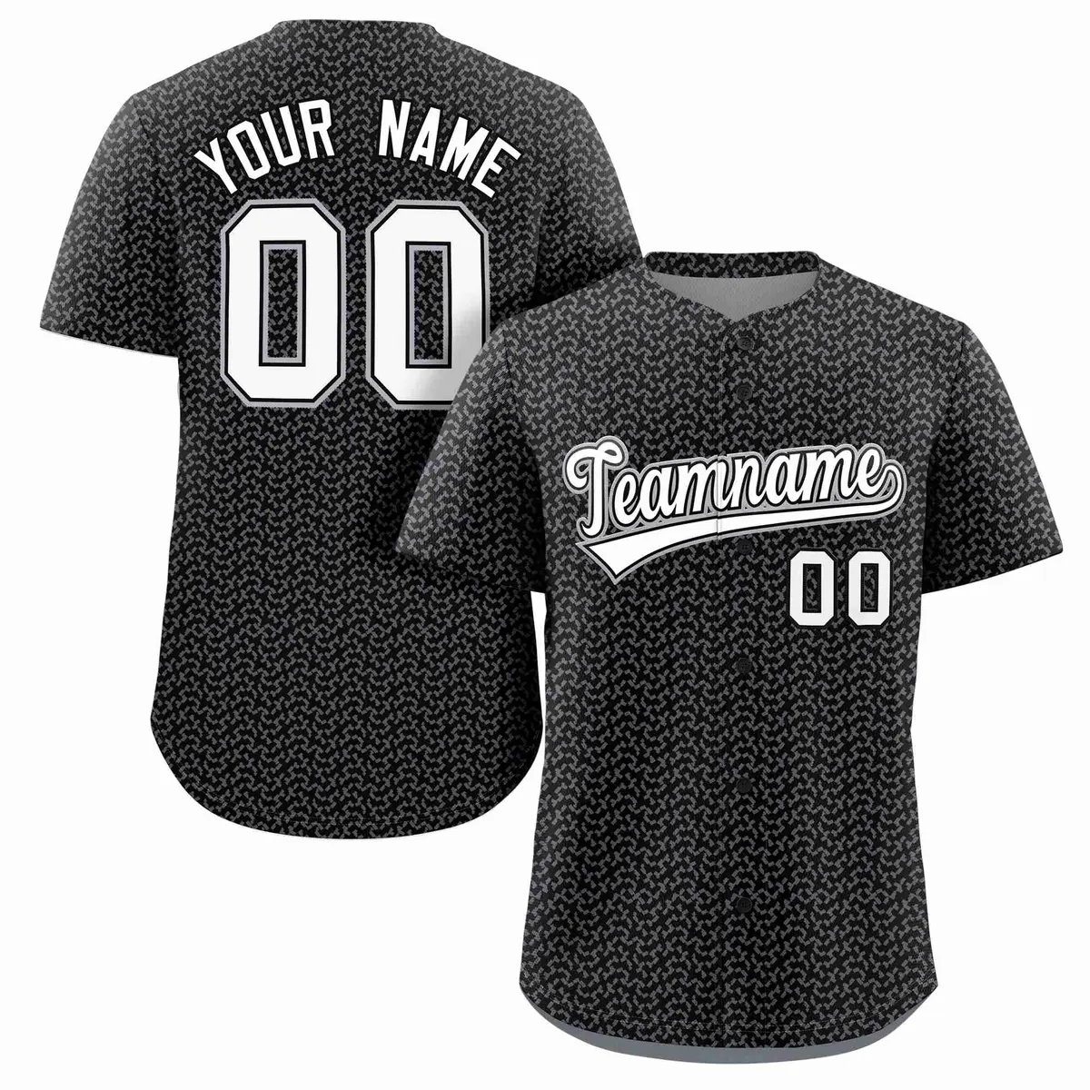 Black White Texture Graffiti Baseball Jersey