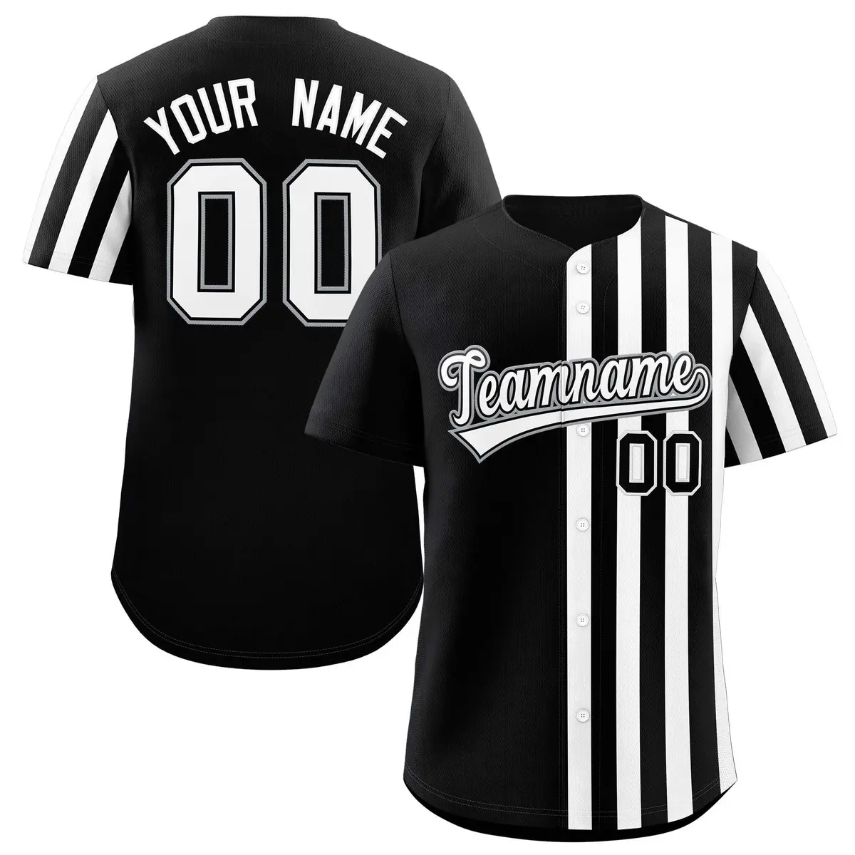 Black White Thick Stripe Authentic Baseball Jersey