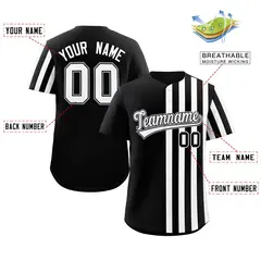 Black White Thick Stripe Authentic Baseball Jersey 2