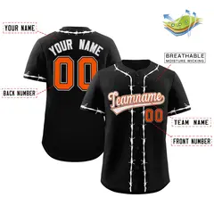Black White Thorns Ribbed Authentic Classic Baseball Jersey 2