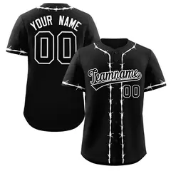 Black White Thorns Ribbed Authentic Classic Baseball Jersey 1