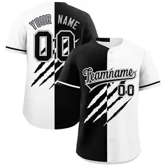 Black White Tiger Claw Scratch Split Pattern Baseball Jersey