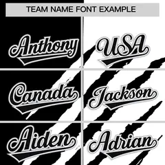 Black White Tiger Claw Scratch Split Pattern Baseball Jersey 3