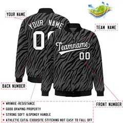 Black White Tiger Stripes Graffiti Bomber Varsity Jacket 2
