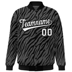 Black White Tiger Stripes Graffiti Bomber Varsity Jacket 3