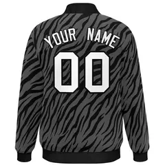 Black White Tiger Stripes Graffiti Bomber Varsity Jacket 4
