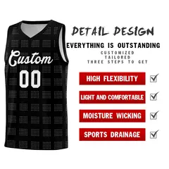 Black White Trailblazer Dot Pattern Basketball Jersey 2