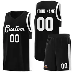 Black White Two-Tone Side Classic Basketball Jersey 1
