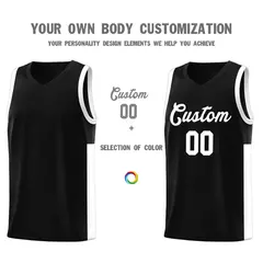 Black White Two-Tone Side Classic Basketball Jersey 3