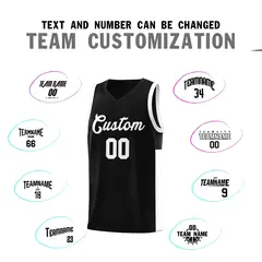 Black White Two-Tone Side Classic Basketball Jersey 4