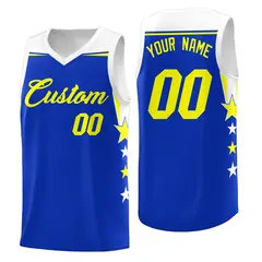 Black White Two Tone Side Star Color Block Basketball Jersey 1