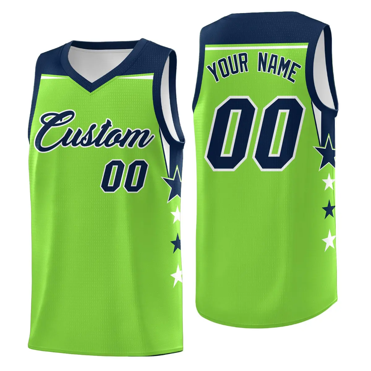 Black White Two Tone Side Star Color Block Basketball Jersey