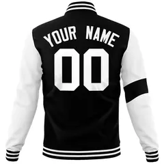 Black White Two Tone Split Letterman Varsity Jacket 6
