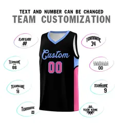 Black White U-shaped Side Pattern Double Side Basketball Jersey 4