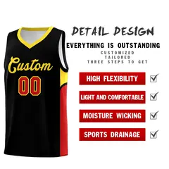 Black White U-shaped Side Pattern Double Side Basketball Jersey 3