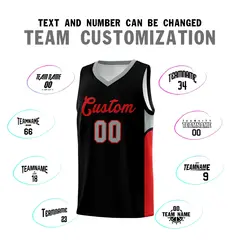 Black White U-shaped Side Pattern Double Side Basketball Jersey 4