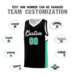 Black White U-shaped Side Pattern Double Side Basketball Jersey 4