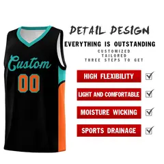 Black White U-shaped Side Pattern Double Side Basketball Jersey 3