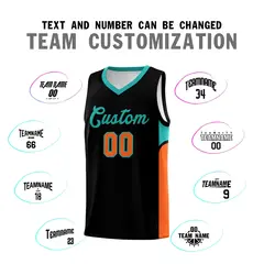 Black White U-shaped Side Pattern Double Side Basketball Jersey 4