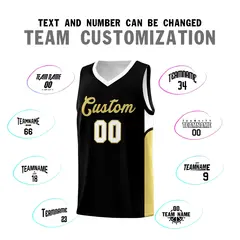 Black White U-shaped Side Pattern Double Side Basketball Jersey 4